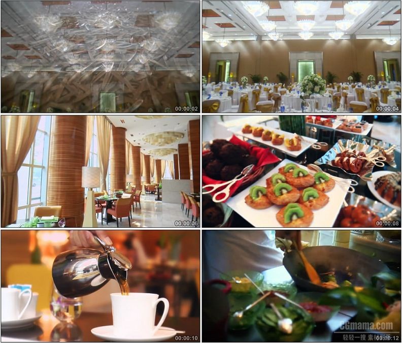 YC1886-国际酒店豪华餐厅自助小高清实拍视频素材