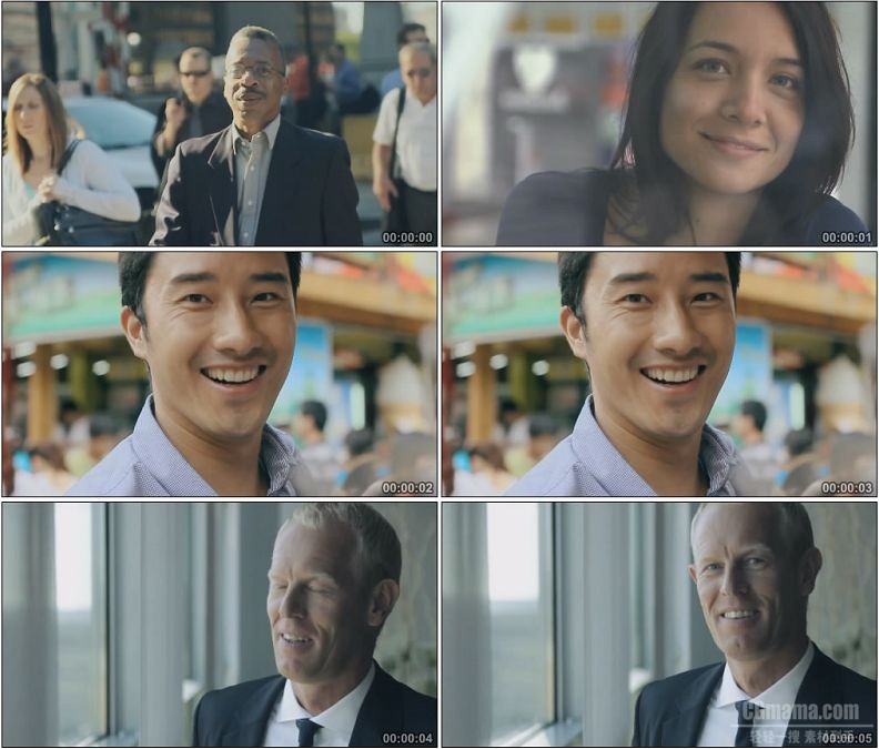 YC1855-外国人中国人不同肤色人种的微笑笑脸小高清实拍视频素材