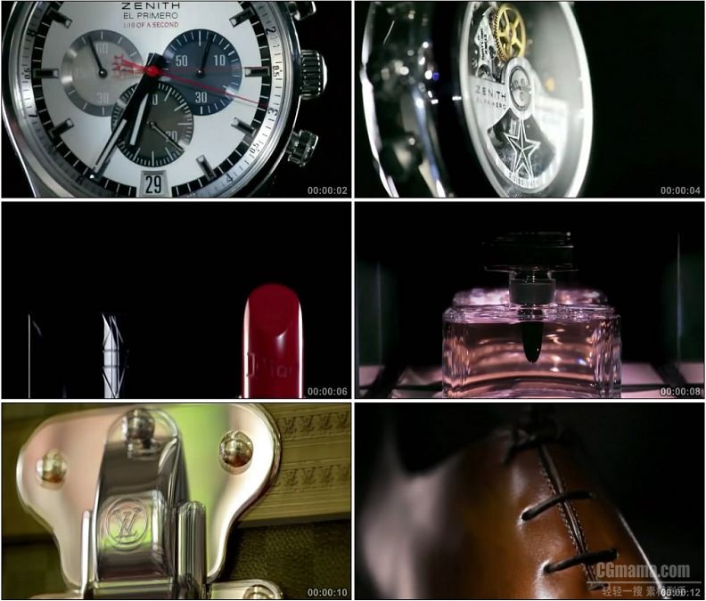 YC1876-高档奢侈品机械手表口红包包香水皮鞋小高清实拍视频素材