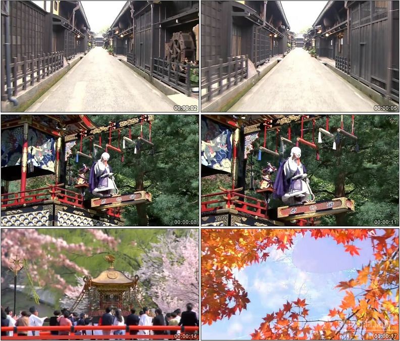 YC1909-日本民俗街道油纸伞枫叶木偶高清实拍视频素材
