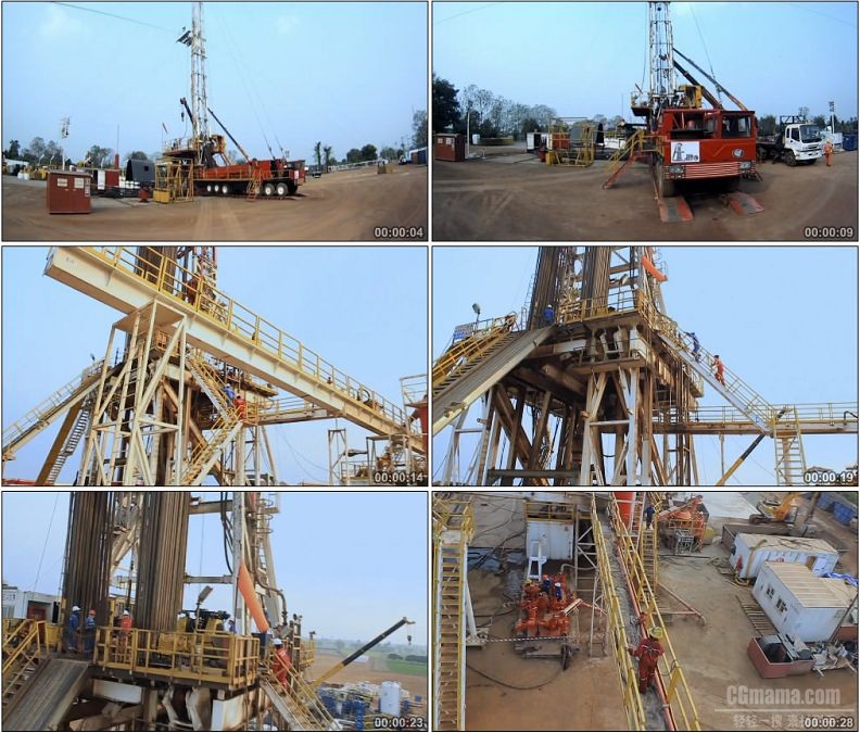 YC1916-石油工人爬上油井高台架子上工作高清实拍视频素材