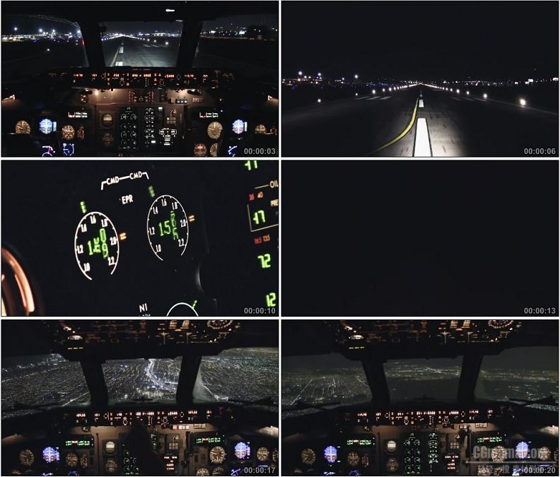 YC1940-夜间飞机起航起飞飞行高清实拍视频素材