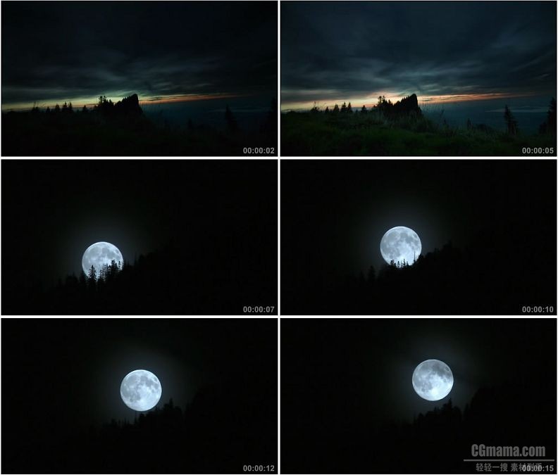 YC1942-夜幕降临明亮圆月升起美丽景色高清实拍视频素材