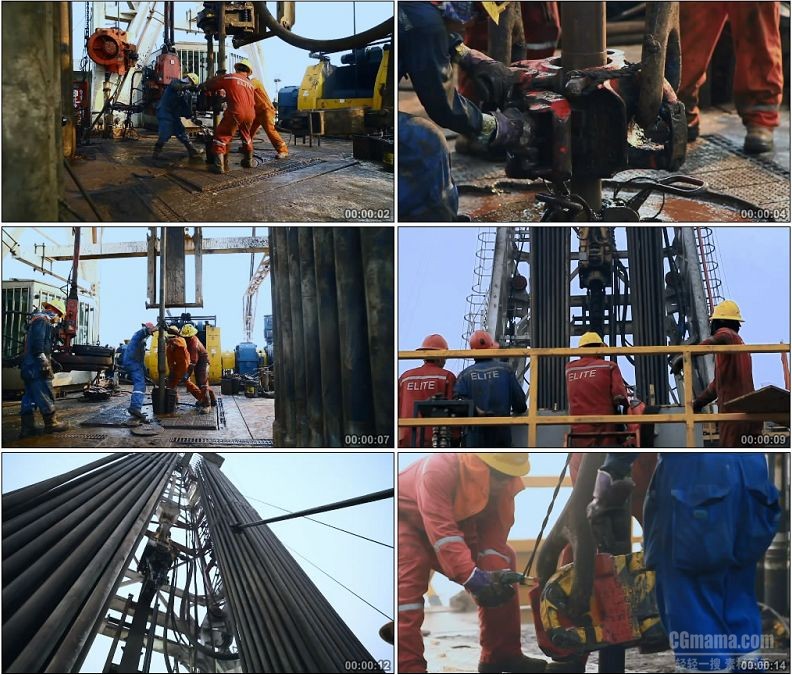 YC1946-油田油井石油工人开采工作打井高清实拍视频素材