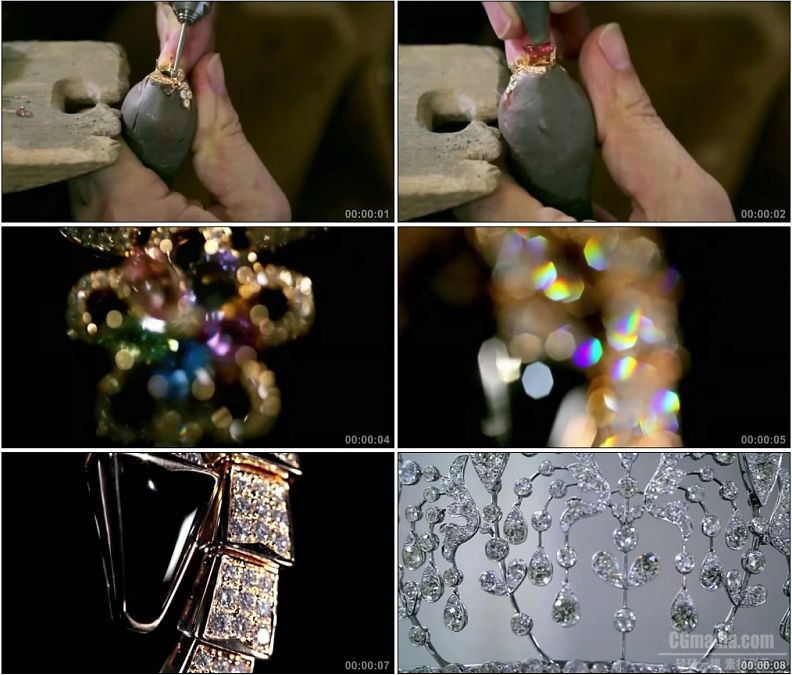 YC1957-钻石珠宝首饰手工打造制作高清实拍视频素材