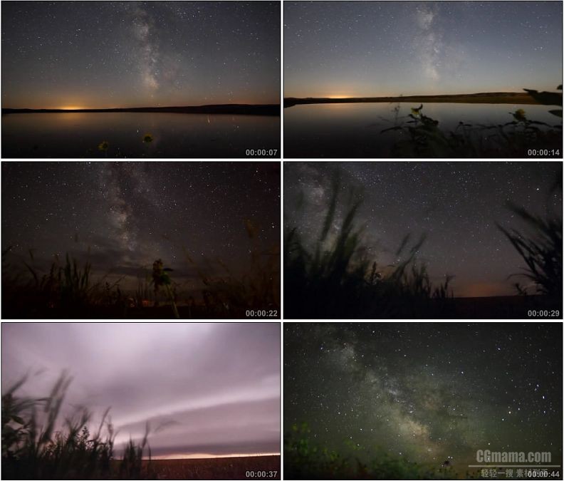 YC2009-野外大自然湖面夜晚星空延时拍摄镜头高清实拍视频素材