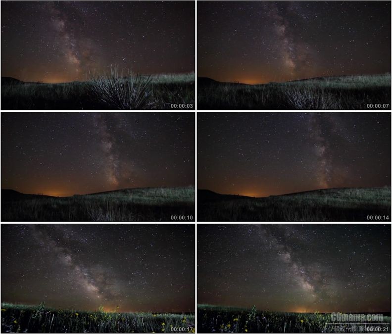 YC2010-夜晚草原野花星空美丽景色延时镜头高清实拍视频素材
