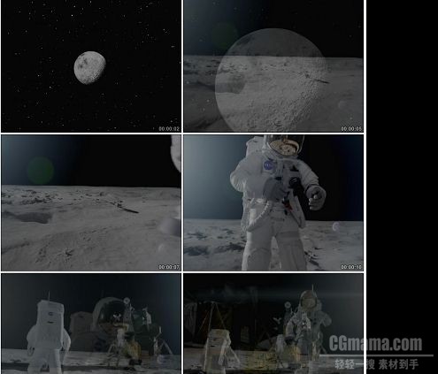 CG0069-宇航员登陆月球在月球行走的画面高清实拍视频素材