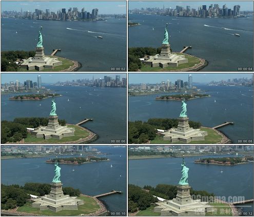CG0098-航拍美国纽约自由女神像高清实拍视频素材