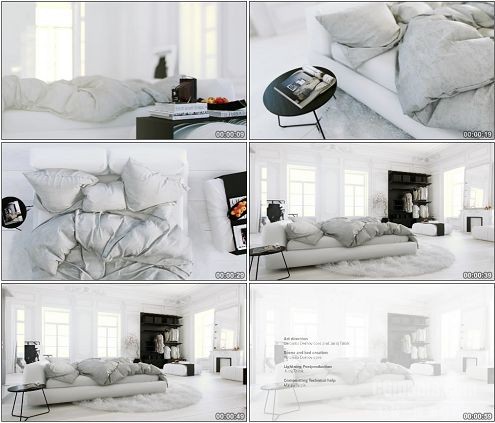 CG0152-白色卧室现代风格装修高清实拍视频素材