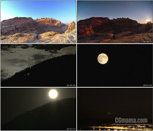 CG0183-夜空繁星满天月亮快速升起唯美的天空高清实拍素材