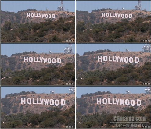CG0185-美国山坡上白色的HOLLYWOOD标志高清实拍视频素材