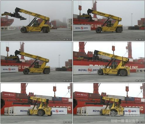 CG0209-作业中的集装箱拖卡车高清实拍特写高清实拍视频素材