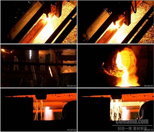 CG0290-炼钢炼铁冶炼工厂火花高清实拍视频素材