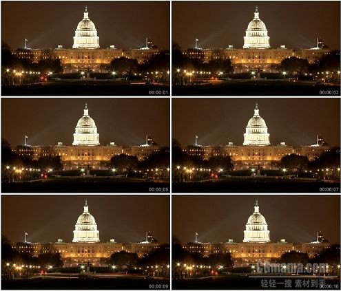 CG0293-灯火通明的白宫夜景摄影高清实拍视频素材