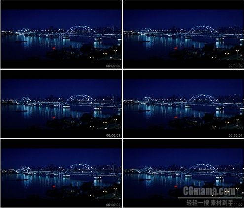 CG0320-杭州大桥夜晚灯光车流高清实拍视频素材