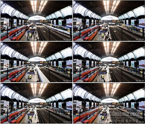 CG0335-现代化火车站车来人往场景高清实拍视频素材