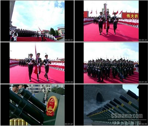 CG0367-国庆60周年人民英雄纪念碑仪仗队礼炮仪式高清实拍视频素材