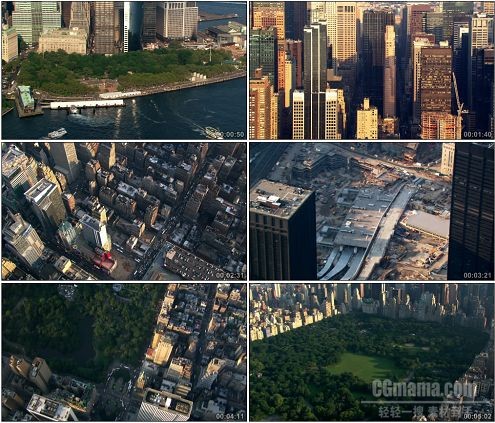 CG0371-美国纽约城市高楼大厦海景建筑群航拍高清实拍视频素材