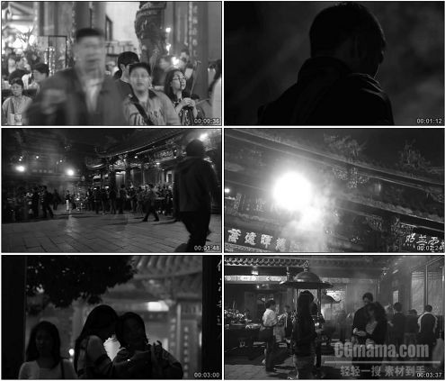 CG0373-台湾人民云集龙山寺上香祈福盛高清实拍视频素材