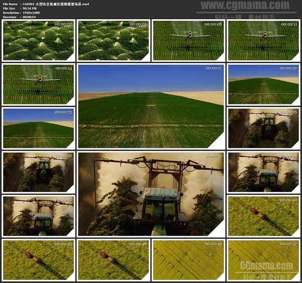 CG0401-大型农业机械化植物灌溉场景高清实拍视频素材