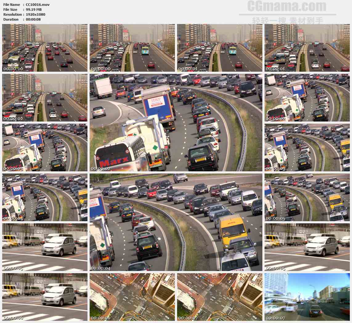 CC10016-繁华都市车流公路高清实拍视频素材