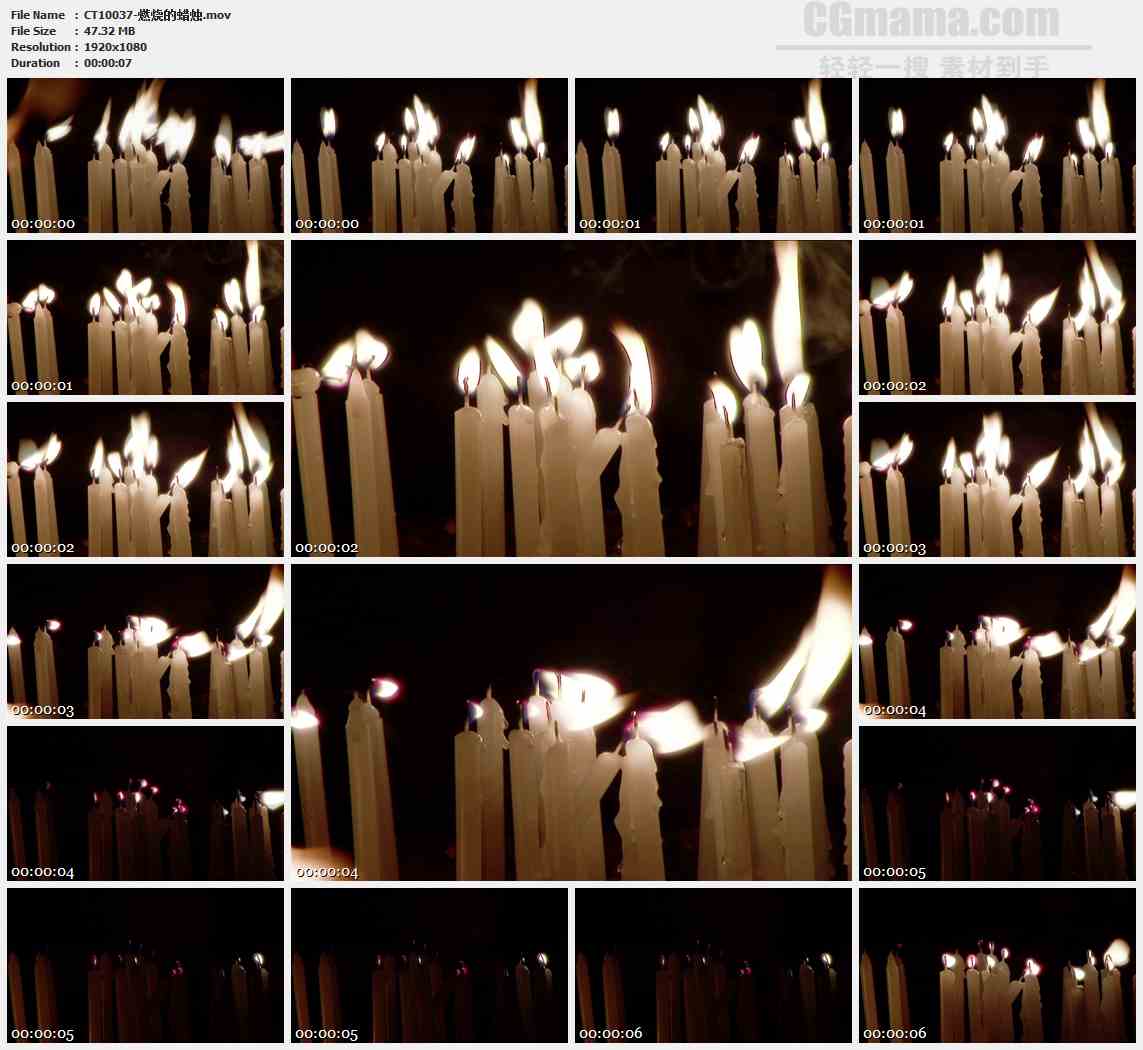 CT10037-燃烧的白色蜡烛高清实拍视频素材