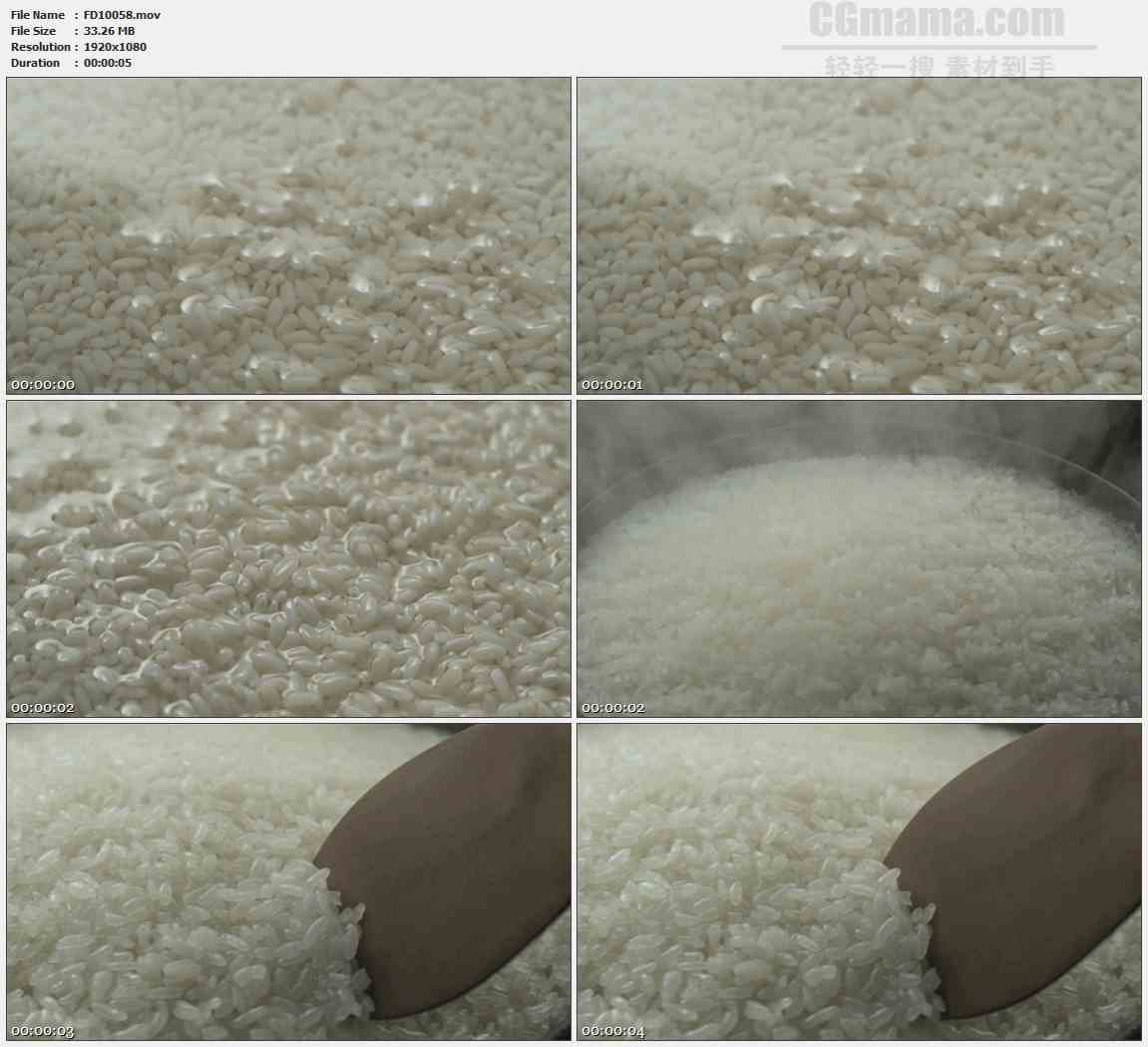 FD10058-大米米粒特写制作大米饭高清实拍视频素材