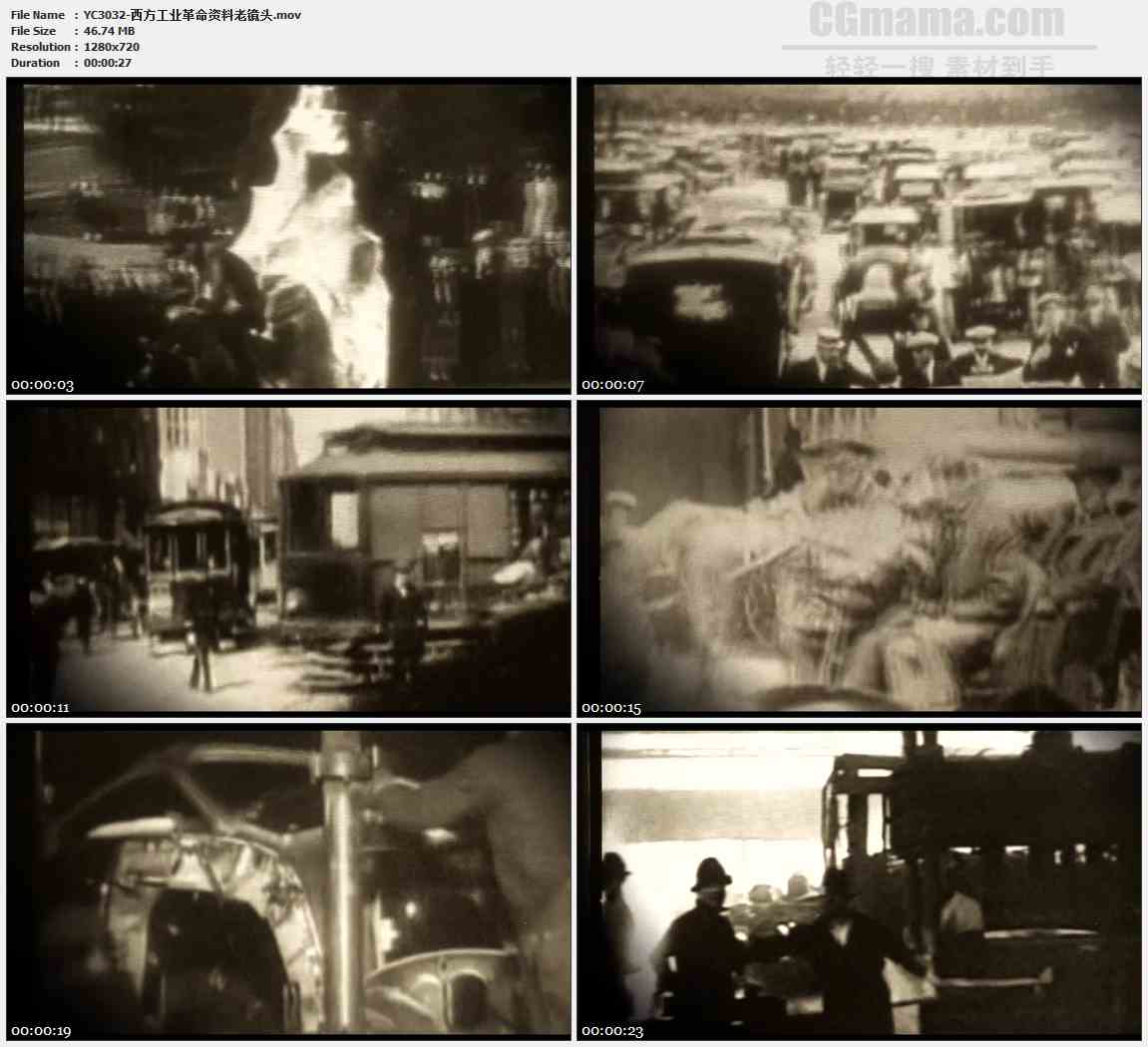YC3032-西方工业革命资料老镜头高清实拍视频素材