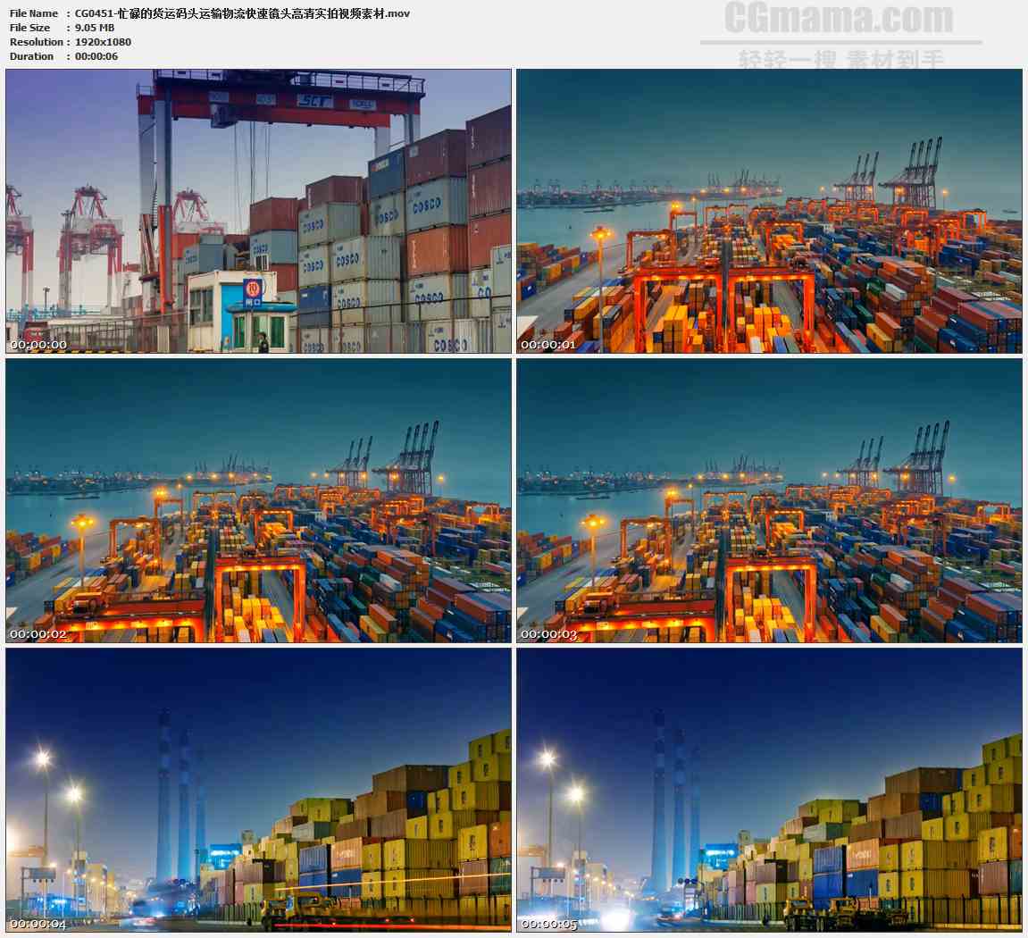 CG0451-忙碌的货运码头运输物流快速镜头高清实拍视频素材