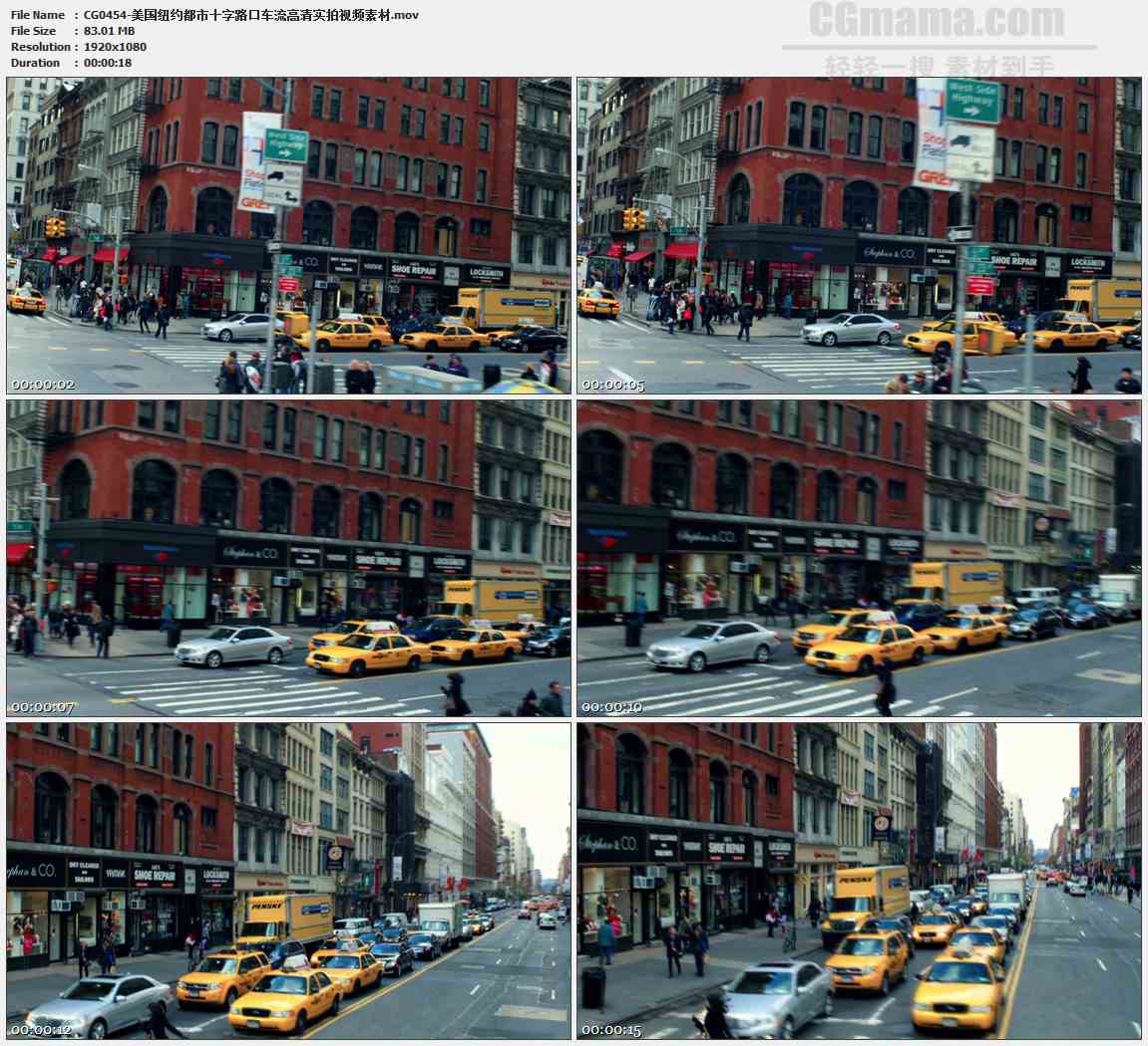 CG0454-美国纽约都市十字路口车流高清实拍视频素材