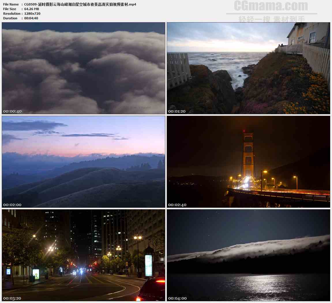 CG0509-延时摄影云海山峰湖泊星空城市夜景高清实拍视频素材