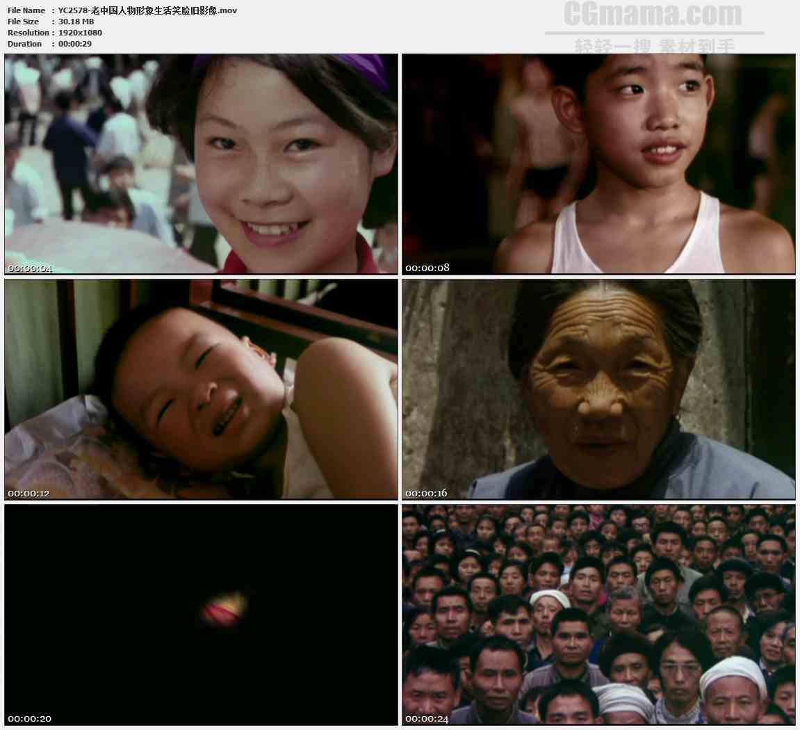 YC2578-老中国人物形象生活笑脸旧影像高清实拍视频素材