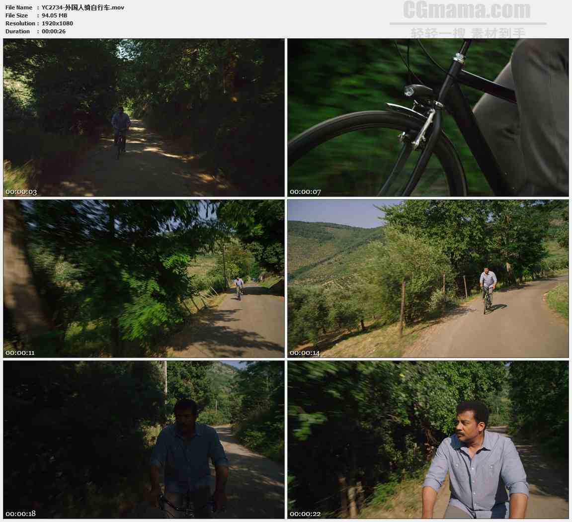 YC2734-外国人骑自行车高清实拍视频素材