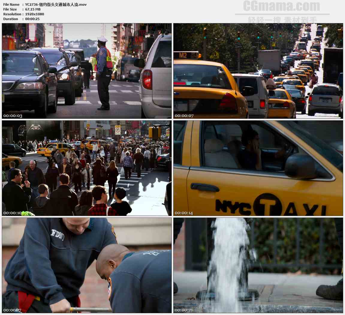 YC2736-纽约街头交通城市人流高清实拍视频素材