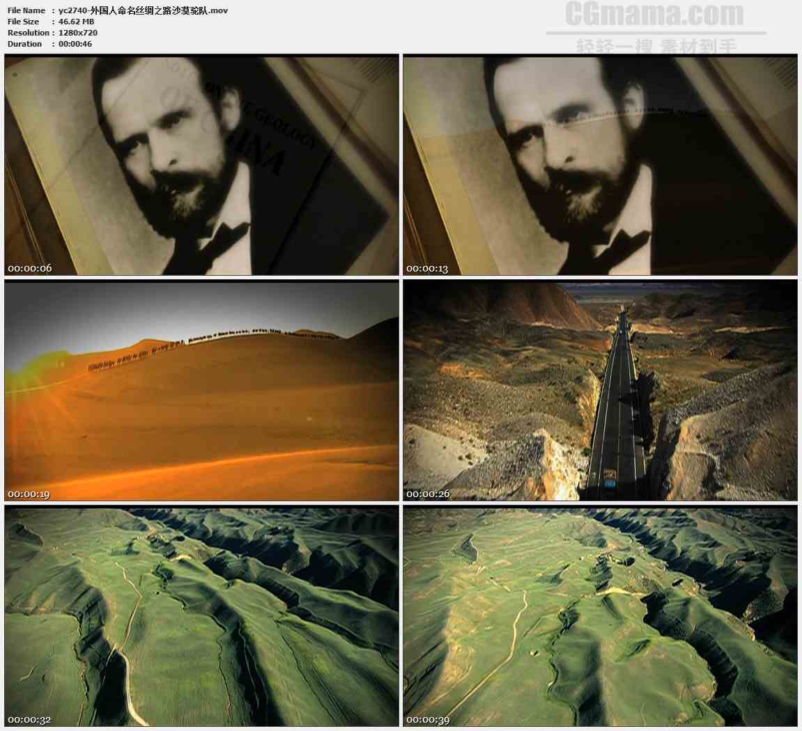 YC2740-外国人命名丝绸之路沙漠驼队高清实拍视频素材
