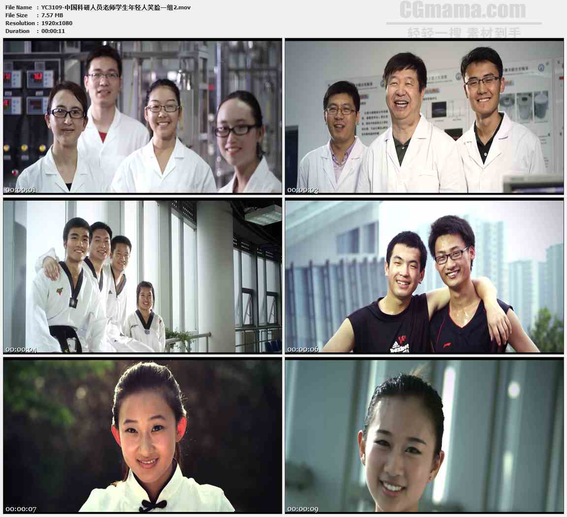 YC3109-中国科研人员老师学生年轻人笑脸高清实拍视频素材