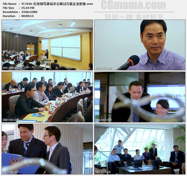 YC3446-公司领导讲话开会商讨方案企业形象高清实拍视频素材