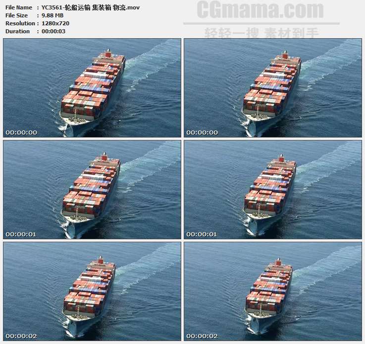 YC3561-轮船运输 集装箱货轮大船 物流高清实拍视频素材