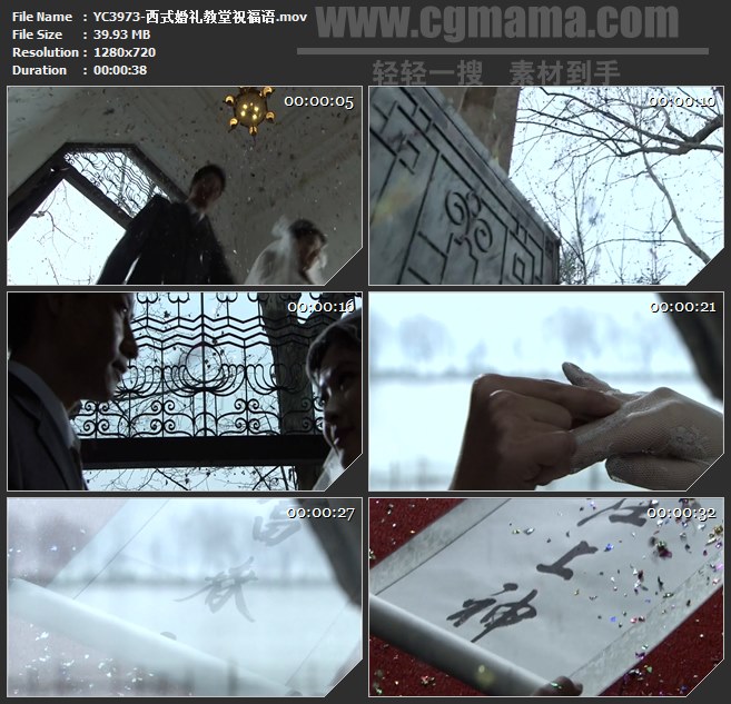 YC3973-西式婚礼教堂祝福语中国式结婚戴戒指高清实拍视频素材