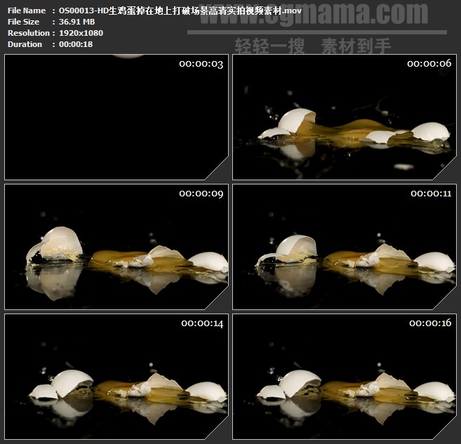 OS00013-生鸡蛋掉在地上打破场景高清实拍视频素材