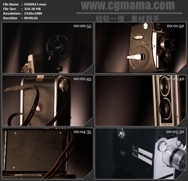 OS00017-老式相机镜头高清实拍视频素材