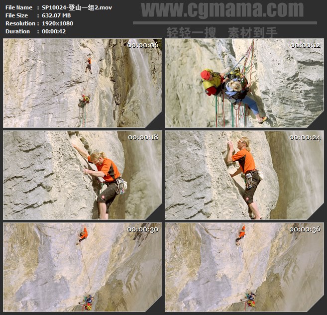 SP10024-登山攀岩极限体育运动高清实拍视频素材