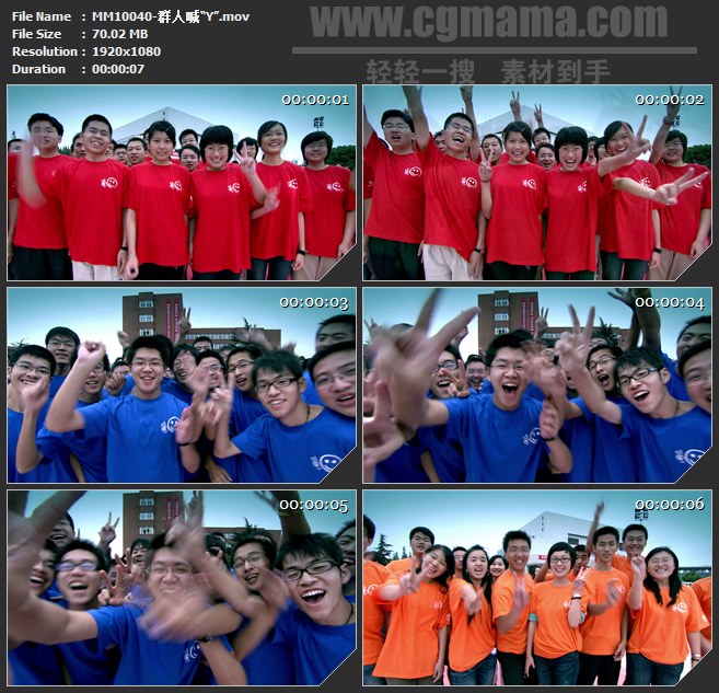 MM10040-青年大学生志愿者摆胜利的姿势手势高清实拍视频素材