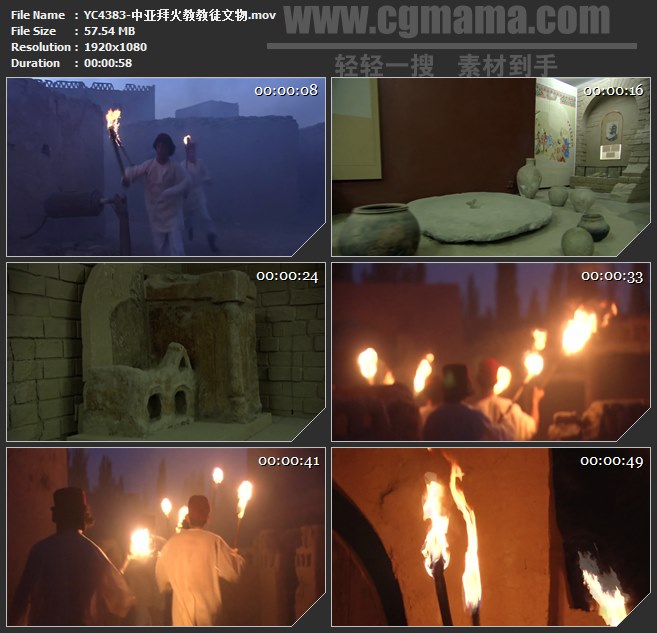 YC4383-中亚拜火教教徒文物高清实拍视频素材