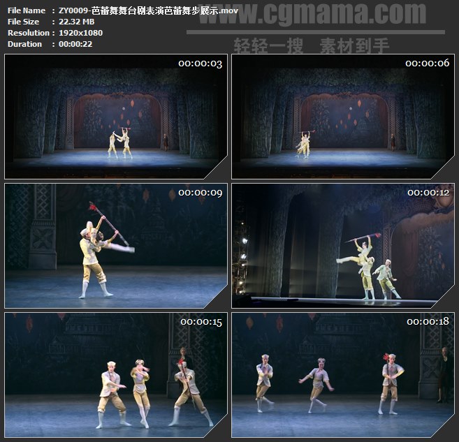 ZY0009-芭蕾舞舞台剧表演芭蕾舞步展示高清实拍视频素材