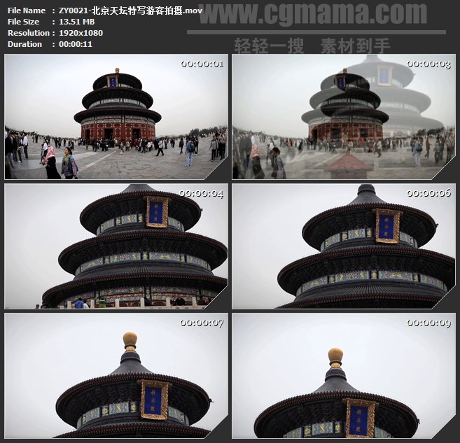 ZY0021-北京天坛特写游客拍摄高清实拍视频素材