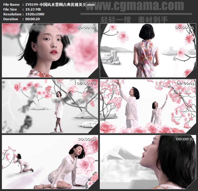 ZY0199-中国风水墨画古典优雅美高清实拍视频素材
