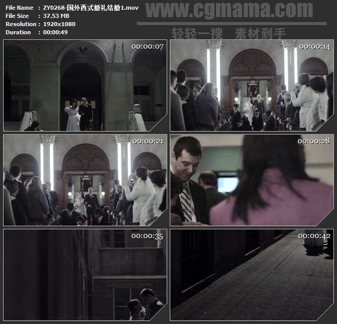ZY0268-国外西式婚礼结婚 高清实拍视频素材