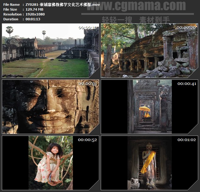ZY0281-柬埔寨佛教佛学文化艺术佛像 高清实拍视频素材